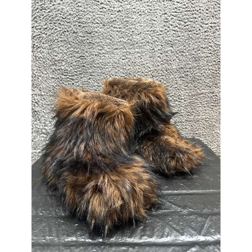 Skims Faux Fur Pull On Winter Ankle Boots Brown Womens Size 40 EU